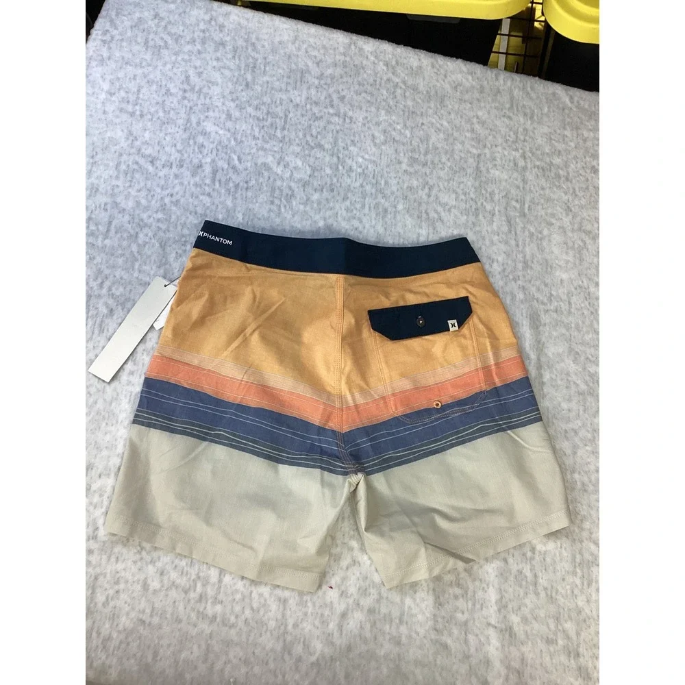 Hurley Phantom Naturals Board Shorts Mens‎ 28 Orange Blue Striped MBS0011450
